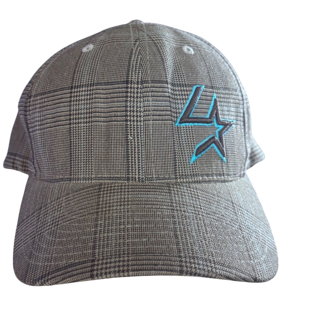 Lone Star Ropes Hat Flexfit Plaid Brown Teal L-XL Western Cowboy Cap